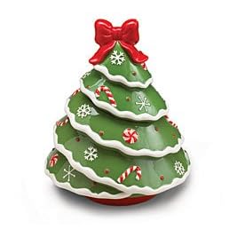 Christmas Tree Shape Cookie Jar Container! Lift Lid And It Plays O' Christmas Tree Adorable Holiday... by Peppermint Snowman Collection