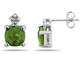 1.20CTW Peridot & Diamond Earrings in White Gold