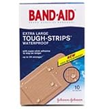 Band Aid Adhesive Bandages, Extra Large Tough Strips Waterproof 10 Each Band Aid Adhesive Bandages, Extra Large Tough Strips Waterproof 10 Each