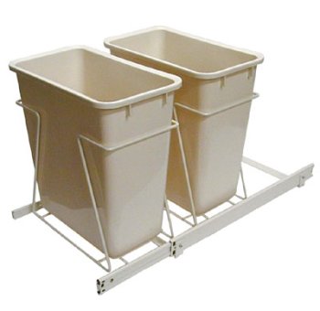 20 Quart Double Bin Slide-Out Waste Bins - White
