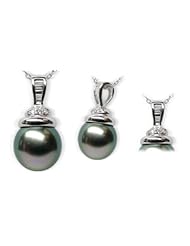 18K white gold Sala Black Tahitian cultured pearl and diamond pendant