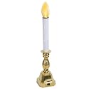 Bethlehem Lighting Stowe Battery-Operated 12-Inch Brass Candle with LED White/Amber Flicker Bulb