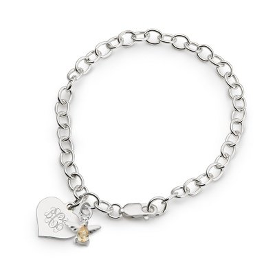 Personalized Girl's Nov. Birthstone Angel Bracelet Gift