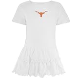 Texas Longhorns Infant White Ruffled Creeper Dress with crystals