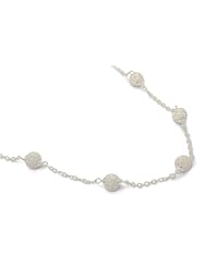 Pave Ball Link Chain Necklace 24 Inches