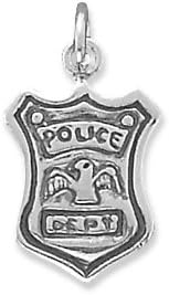 SCJ Sterling Silver Charm Pendant Police Shield Policeman Badge