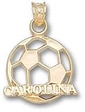 North Carolina Tar Heels Solid 10K Gold ''CAROLINA'' Soccerball Pendant