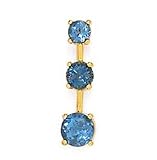 14K 3-STONE BLUE TOPAZ PENDANT 1.86CTW FITS 2.5MM