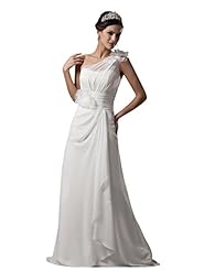 A-line Chiffon Lace Floor Length Natural   Waistline One Shoulder Bridesmaid Dress 
