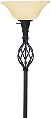 Torchiere Floor Lamp Black Finish with Plastic Shade