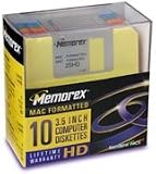 Memorex 32103678 10 Pack Rainbow Mac-formatted Floppy Diskettes (Plastic Box)