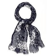 Indigo Collection Lightweight Patched Floral Print Scarf
