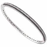 14K White Gold Black and White Diamond Bangle Bracelet
