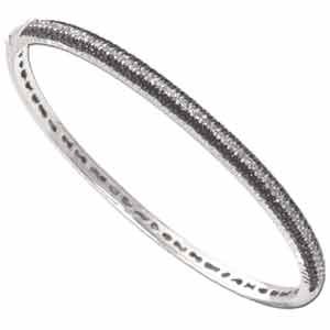 14K White Gold Black and White Diamond Bangle Bracelet