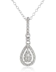 Sterling Silver Diamond 0.05cttw Drop Pendant Necklace, 18"