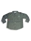 Wild Mango - Boys Long Sleeved Snap Front Poplin Shirt, Dark Khaki