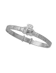 Childrens Sterling Silver Claddagh Baby Bangle - S00120 - Width 4mm - Expands 40 to 55mm.