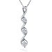 14k White Gold 1/2ctw. Swirl Diamond Pendant with 18 Box Chain