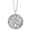 14k White Gold Link Chain with Diamond Butterfly Scroll Pendant Necklace- 18" (2.18ctw)