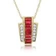Natural Ruby & Diamond Pendant Necklace in Yellow Gold
