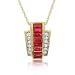 Natural Ruby & Diamond Pendant Necklace in Yellow Gold