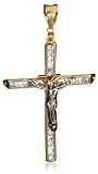 9ct 2 Colour Gold Large Cubic Zirconia Crucifix Pendant