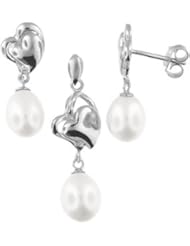 Sterling Silver and Freshwater Pearl Earring and Pendant Set