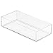 IDesign Decorative Countertop Vanity Tray Organizer for Bathroom, Bedroom, Closet, Entryway, The Clarity Collection – 4” x 8” x 2”, Clear, Small