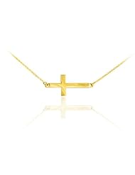 14k Gold Cute Pendant Sideways Cross Necklace