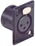 Neutrik NC3FP-1-B XLR Panel Mount Female Black Gold Contacts
