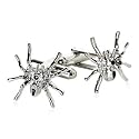 Creepy Spider Tarantula Silver Cufflinks with Black Enamel with Presentation Box