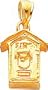 14K Gold 3D Fire Alarm Box Charm