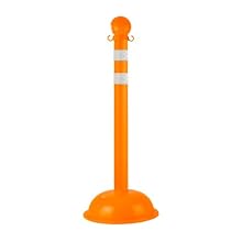 Mr. Chain 99978 Polyethylene Traffic Control Stanchion with Dot Strips, 3" Diameter x 41" Height, Orange