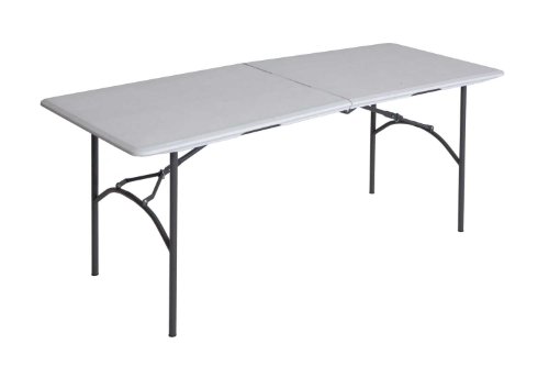 Lifetime 6 Foot Residential Fold-In-Half Utility Table, White Granite # 80216