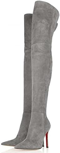 JUSITY Women's LYiambk Long Boots Martins Shoes Winter Pointed Toe Side Zipper Over The Knee Boots 7 M US