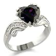 Sterling Silver Solitaire Ring with Amethyst Cubic Zirconia, Sizes: 9-10