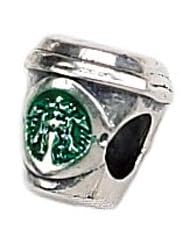 Zable Coffee Cup, Green Enamel. Food Drink Sterling Silver Charm