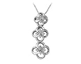 Three Stone Flower Pendant in 14kt White Gold