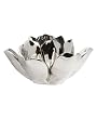 Set of Two Metallic Silver Ceramic Lotus Tea light Holders