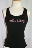 Black Embroidered Beater Style Tank Top Hello Titty