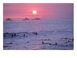 Beach at Sunset, Rio de Janeiro, Brazil Entertainment Photographic Poster Print by Jeff Dunn, 16x12