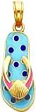 14K Gold Enameled Polka-Dot Flip-Flop w/Shell Pendant