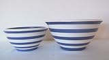 Ronnie's Terramoto Ceramic, 2-Piece Mixing Bowl Set, 4qt, 2qt, Royal Blue Stripes