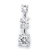 Solid Sterling Silver Cubic Zirconia Rhodium Plated with 3 Round Cubic Zirconia Stones "Past, Present, Future" Pendant.