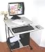 Mini Computer Desk & Table (Light Grey w/Satin Black Frames)
