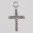 Tiny Beaded Sterling Silver Cross Charm, #2506