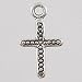Tiny Beaded Silver Cross Charm / Pendant, #2506