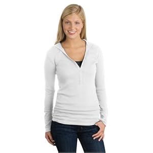 Buy District Threads Junior Ladies Long Sleeve Thermal Henley Hoodie by District Threads