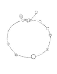 Meira T Solid Silver Vermeil Diamond Circle of Love accented with Textured Discs Bracelet for Little Girls Kids & Toddler