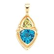 14K Yellow Gold Swiss Blue Topaz and Peridot Pendant